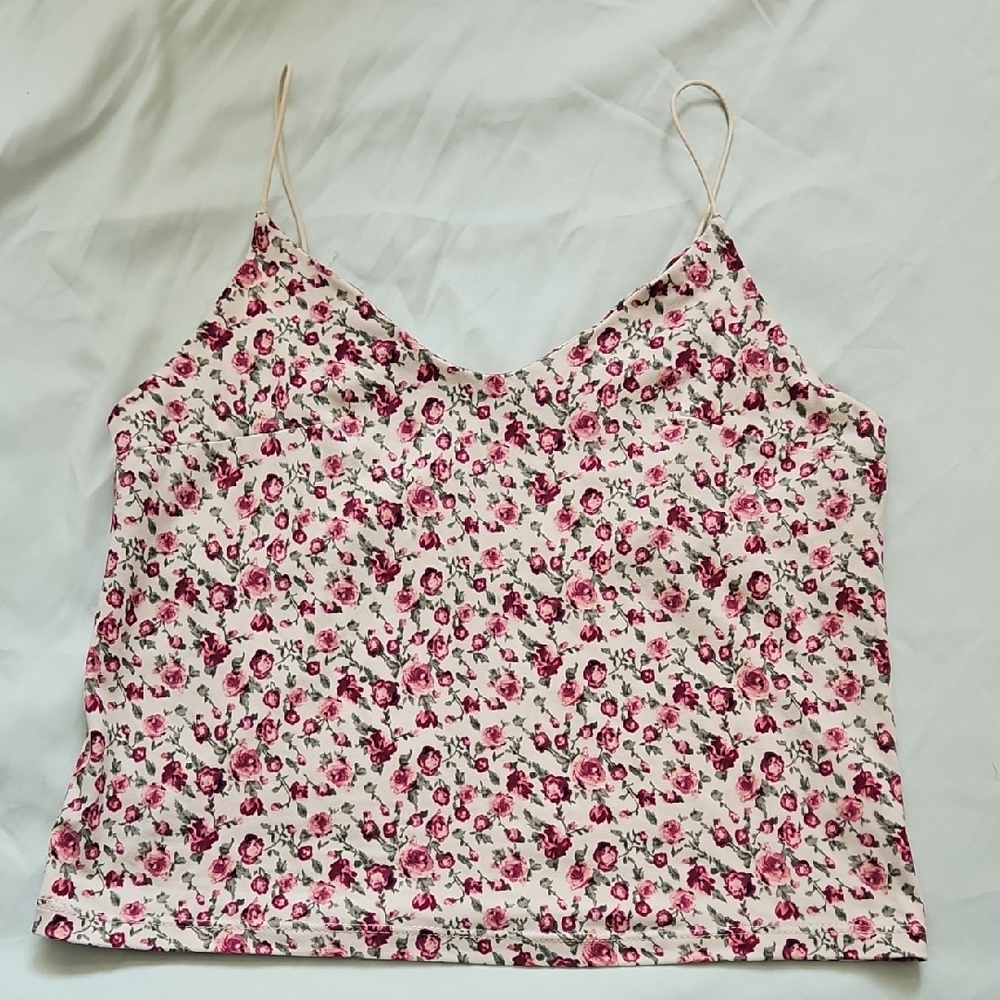 Vibe Pink and White Floral Camisole, Size XS